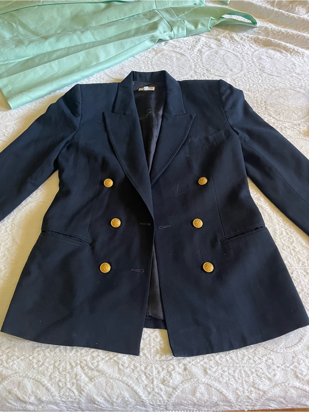 Timeless navy Women's Blazer with Notched Collar and gold buttons